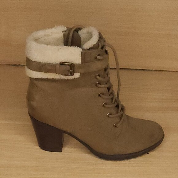 Unisa Tan Faux Suede High Heel Ankle Boots 7 - Picture 1 of 4